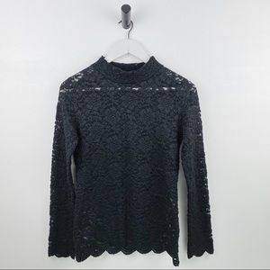 BCBG Long-Sleeve Lace Top